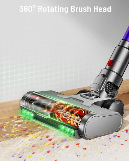 Cordless Vacuum Cleaner, 60KPA 75Min 650W Motor Powerful Vacuum Cleaners for Home, Self-Stand Cordless Stick Vacuum Rechargeable Anti-Tangle/LED Screen/1.8L Cup for Home Pet Hair/Carpet/Hardwood Floor