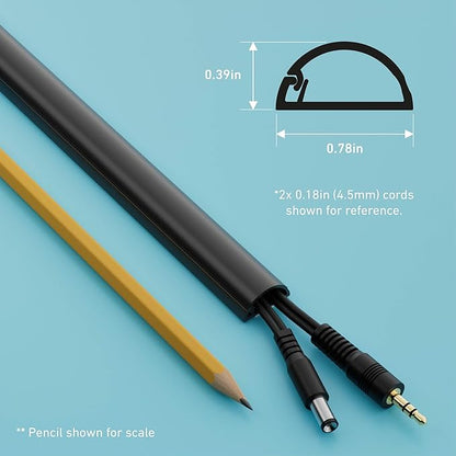 D-Line Half Round Cord Hider, Patented Cable Cover, Hide TV Wall Mount Wires, Raceway for Cords, Decorative Wire Covers, Paintable, Adhesive Cable Concealer, 1x 0.78in W x 0.39in H x 39in L, Black