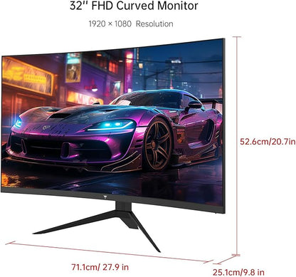 KTC 32 Inch FHD 1080p Curved Gaming Monitor - VA 1500R Curved Monitor, 165Hz 1ms MPRT, FreeSync & G-Sync, 122% sRGB, DP/HDMI, VESA, HDR10 for Gaming Home Office Business PC Monitor