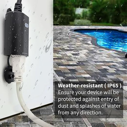 Minoston Outdoor Smart Plug, Matter Smart Plug, Smart Home Wi-Fi Outlet IP65 Waterproof, Compatible with Alexa, Apple Home, SmartThings, Google Home, Smart Life, IP65 Waterproof, 2.4Ghz, 2 Pack