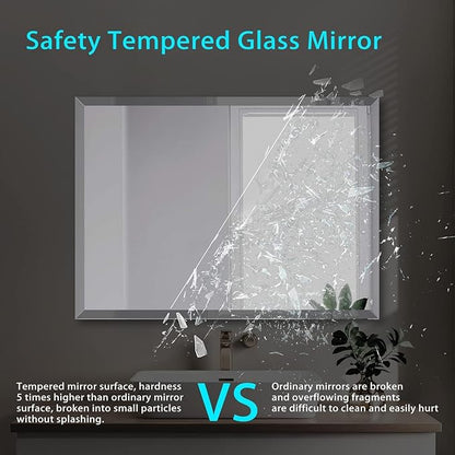 30x36 Inch Bathroom Mirror Frameless Beveled Edge Rectangle Wall Mirror Explosion Proof and Shatterproof Bathroom Vanity Mirror Wall Mounted Hang Firmly (Horizontal or Vertical)