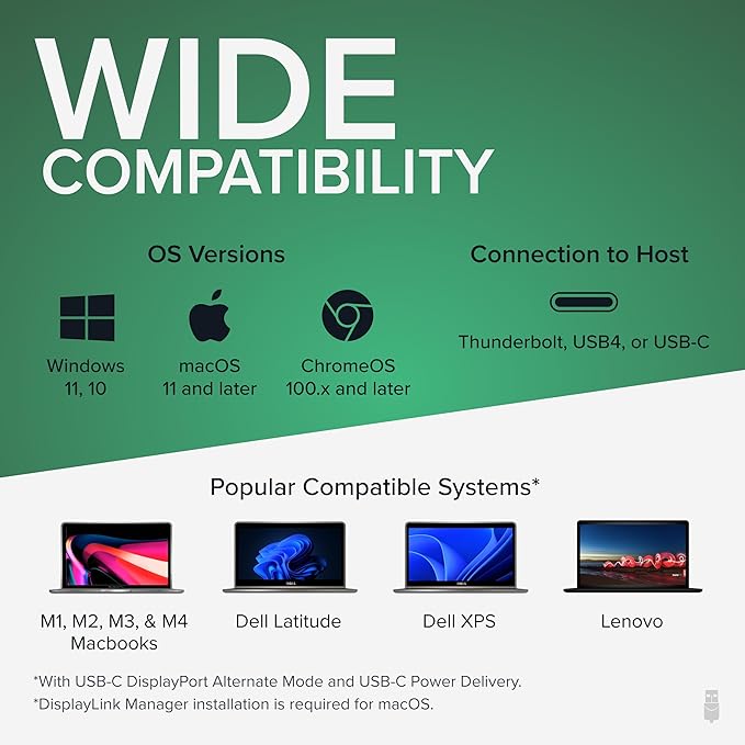 Plugable USB C Triple Display Docking Station | 100W PD, 3x HDMI (1x 4K 30Hz, 2x 1080p 60Hz), 6x USB 5Gbps Ports | Windows, macOS, ChromeOS Compatible - Enhance Productivity with Multi-Monitor Support