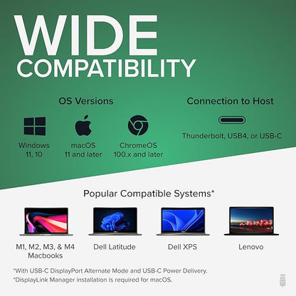 Plugable USB C Triple Display Docking Station | 100W PD, 3x HDMI (1x 4K 30Hz, 2x 1080p 60Hz), 6x USB 5Gbps Ports | Windows, macOS, ChromeOS Compatible - Enhance Productivity with Multi-Monitor Support