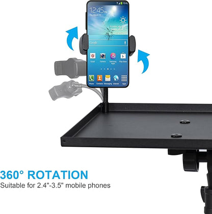 DECOSIS Projector Stand Tripod Adjustable, Laptop Height from 23.5 to 63.5 inches with Gooseneck Phone Holder, Floor for Office, Home, Stage, Studio, DJ Racks Holder Mount, 23.5inch-63.5inch