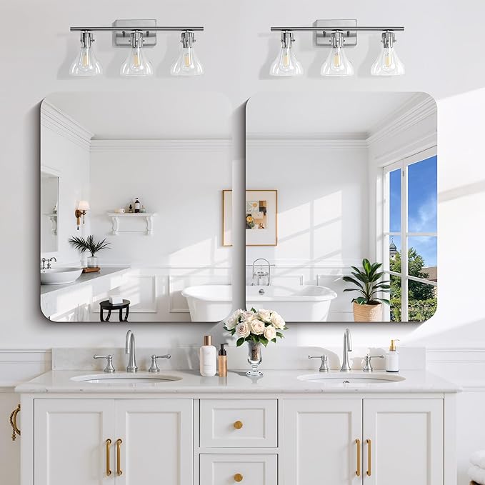 CILIBER Frameless Wall Mirror, 30" x 36" Rectangle Bathroom Mirror Rounded Corner, HD Shatterproof Vanity Mirror with Polished Edge for Over Sink, Bedroom, Entryway, Vertical or Horizontal