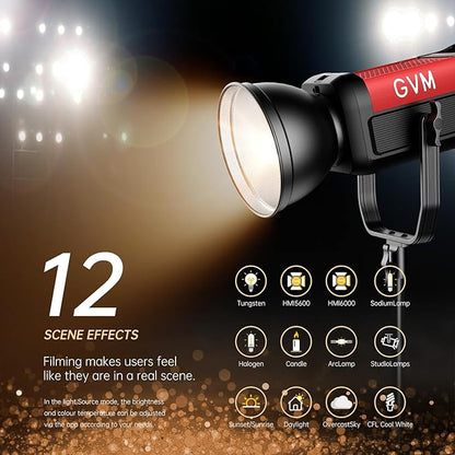 GVM 300W Photography Lighting Bi-Color Video Light with Bowens Mount Lantern Softbox and Stand CRI 97+ CCT 2700K~6800K 12 Lighting Scenes App Control Studio Lights for Photography