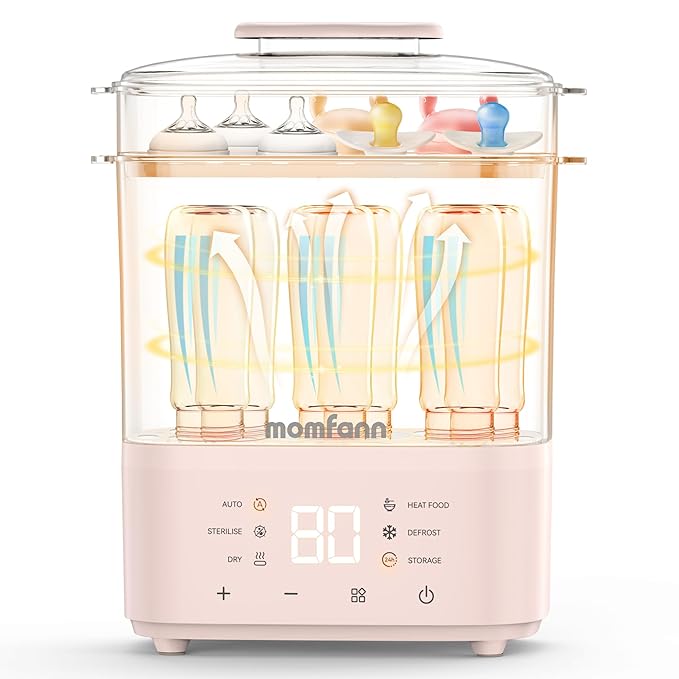 Bottle Sterilizer and Dryer, All-in-One Electric Steam Sterilizer Bottle Sanitizer for Baby Bottles, Pump Parts Accessories Newborn Essential Bottle Warmer for Breastmilk & Thaw (Pink)