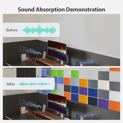 Amantech 12 Pack Acoustic Panels Self Adhesive Sound Proof Foam, High Density Sound Acoustic Panel, 16X12X0.4 Inch 4:3 Rectangle Panels in Home, Office, Reccording Room, Studio,and more(Orange)