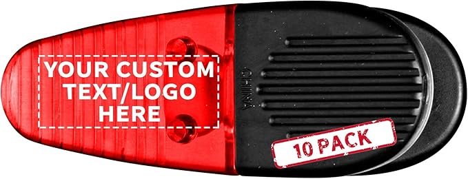 10 Magnetic Memo Holders Set - Customizable Text, Logo - Large Clip, Plastic - TRed
