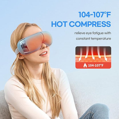 HuBDIC HubiCare Eye Massager with Heat, Vibration, and Music Helps Relieve Strain, Dark Circles, Dryness, and for Migraine Relief Relaxation and Better Sleep Gifts for Women/Men (Ice Blue)