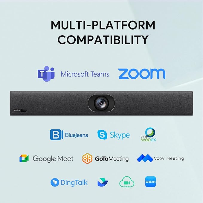 Yealink UVC40 E2 USB Conference Room Camera System Ultra-HD 4K Video Conference Camera 120° Wide-Angle Lens Built-in 8 Microphone Arrays Auto Framing Speaker Tracking and Smart Area Exposure Webcam