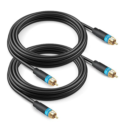 BlueRigger RCA Audio Subwoofer Cable (10FT - 2 Pack, Dual Shielded with Gold Plated RCA Connectors) – for Subwoofer, Amplifier, Home Theater