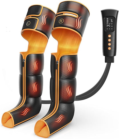 Leg Massager with Heat and Compression, Foot and Full Leg Massager for Circulation and Pain Relief, Sequential Compression Boots with 6 Modes, 6 Intensity, 3 Heat, Gifts for Mom, Dad, Athletes
