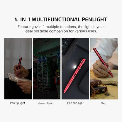 OLIGHT O'Pen 3 EDC Pen Light,120 Lumens with Green Beam, Red and White, USB-C Rechargeable LED Flashlight for Office, Writing, Presentation, Outdoor Uses, Professional Business Gift(Wine Red)