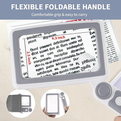 Magnifying Glass with Light, 5X 10X 45X Rechargeable Magnifier with 20 LED, 3 Light Modes Folding Lighted Magnifying Glass Handheld for Seniors Low Vision Reading (Gray & White)