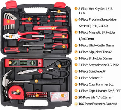KingTool Home Repair Tool Kit - 149 Pieces Basic Home Repair Tool Set, General Mechanic Tool Set, General Household Tool Kit with Plastic Toolbox, Perfect for Homeowner, Office & College Repairs