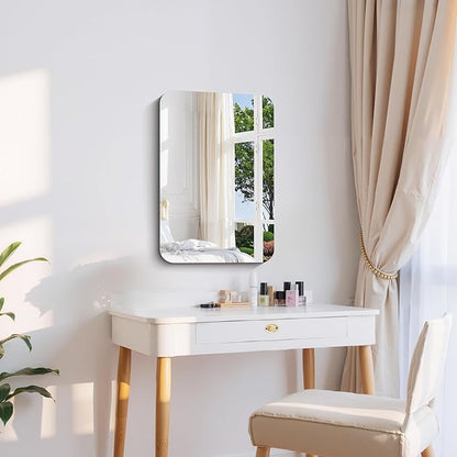 CILIBER Frameless Wall Mirror, 16" x 24" Rectangle Bathroom Mirror Rounded Corner, HD Shatterproof Vanity Mirror with Polished Edge for Over Sink, Bedroom, Entryway, Vertical or Horizontal
