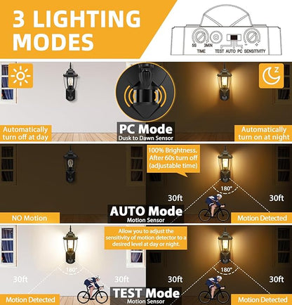 Lamomo Motion Sensor Outdoor Lights, Dusk to Dawn Outdoor Lighting, Exterior Aluminum Waterproof Porch Lights for Patio Front Door Garage（1 Pack