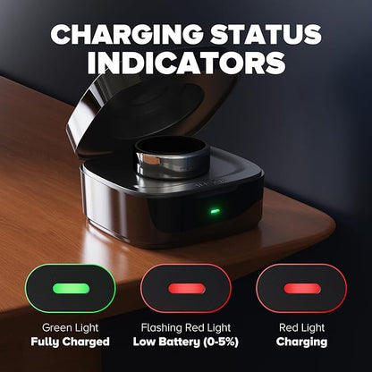 Wireless Charging Case Compatible with Oura Ring Gen 4 Charger, 600mAh Portable Travel Ring Charger Fast Charging Dock with USB-C Cable (Size 9-Black)