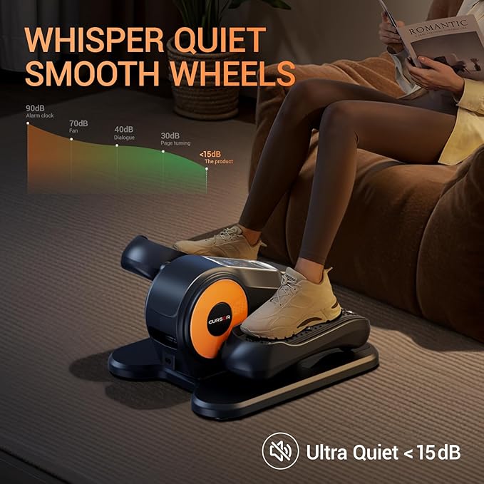 Under Desk Elliptical Machine, Electric Seated Pedal Exerciser, Min Leg Exerciser with Remoter, 12 Level Speeds, Forward & Reverse Direction, Manual & Auto Mode for Home Office