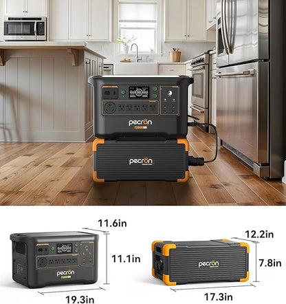 Pecron Portable Power Station F3000LFP with Cart Kit, 3072Wh Solar Camping Generator, 3600W Solar Generator for RV, Home Use, CPAP