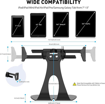 AboveTEK Anti-Theft iPad Kiosk Stand, 360° Swivel POS Tablet Mount with Security Cable & Key, Fits 7–13-inch iPad & Samsung Galaxy Tab, Perfect for Retail & Business