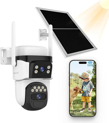 VSTARCAM 2K Dual Lens Security Camera Outdoor WiFi Camera for Home Security Home Survaillance Outdoor, 2.4G WiFi PTZ 2-Way Audio Auto Tracking Night Vision 360° View Cloud/SD Storage IP66 Weatherproof