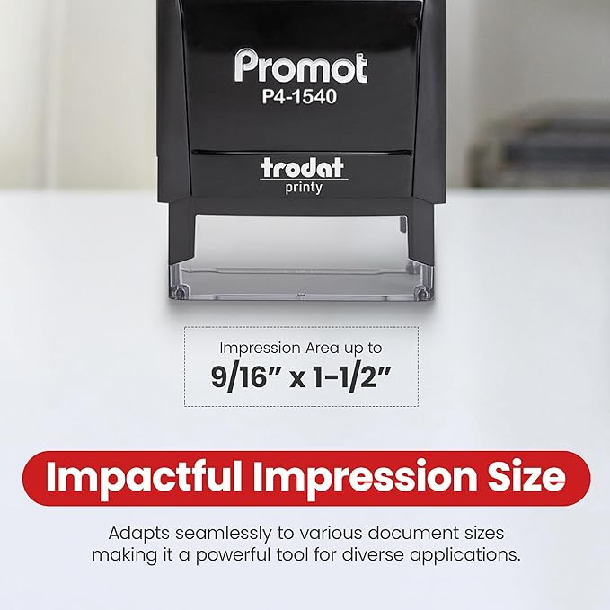 Promot Posted Self Inking Rubber Stamp - Refillable Stampers for Office - Business, Accounting, Bookkeeping, Coding, Legal, Notary, Work, Ordering, Inventory Stamps - Red Ink