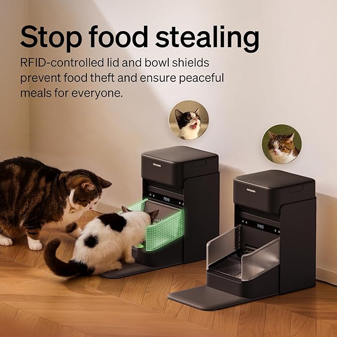 PETLIBRO RFID Automatic Cat Feeders for 3 Cats, Collar Sensor for Personalized Meals, Cats Recognition, Diet Tracking and Anti-Stealing for Multi-Pets Homes and Different Diets, WiFi Food Dispensers