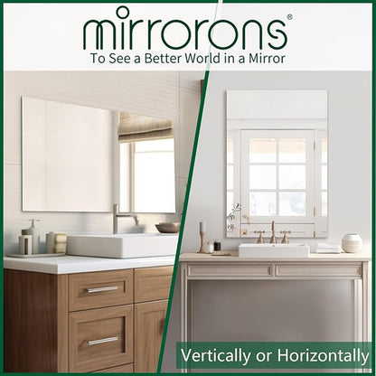 Mirrorons Frameless Mirror, Wall Mirror 48" x 30", Modern Bathroom Mirrors for Wall with Polished Edge, Hangs Horizontally or Vertically. Upgraded Shatterproof, Entryways, Bathroom, Gym.