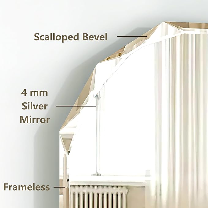 Bathroom Mirrors for Over Sink, Round Frameless Mirrors for Wall, 20x30 Inch Beveled Bathroom Mirror, Bathroom Vanity Circle Mirror for Bedroom Living Room Entryway Home Decor