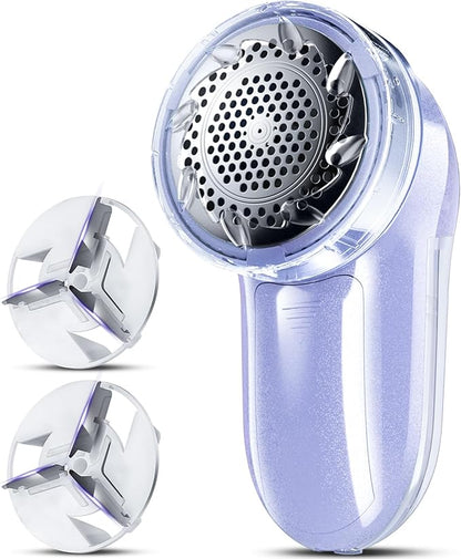 Bymore Fabric Shaver, Lint Remover, Lint Shaver Defuzzer Sweater Shaver for Clothes and Furniture AC Adapter or Battery Operated Pill Fuzz Remover-Light Purple