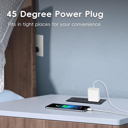 2 Pack 20W Recessed Power Strips USB, 2 AC + 1 USB-C + 1 USB-A, 6ft Cord, Space Saving Furniture Outlets for Desk/Bedside/Drawer (18W USB-A & 20W USB-C Fast Charge)