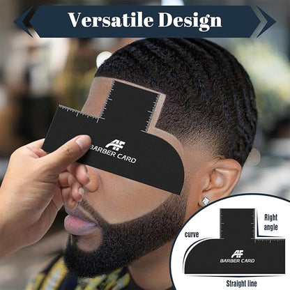 Enhancement Card for Barbers with Measurement Indicators, Reusable Barber Line up Tool and Color Spray Edge Hairline Shaping Tool (Black, One-Size)