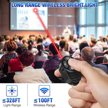 Rechargeable USB Type C Wireless Presentation Clicker, Finger Ring Clicker Powerpoint Clicker with Red Light & Volume Control, Wireless Presenter Remote Pointer for Slide MAC Computer PC Laptop