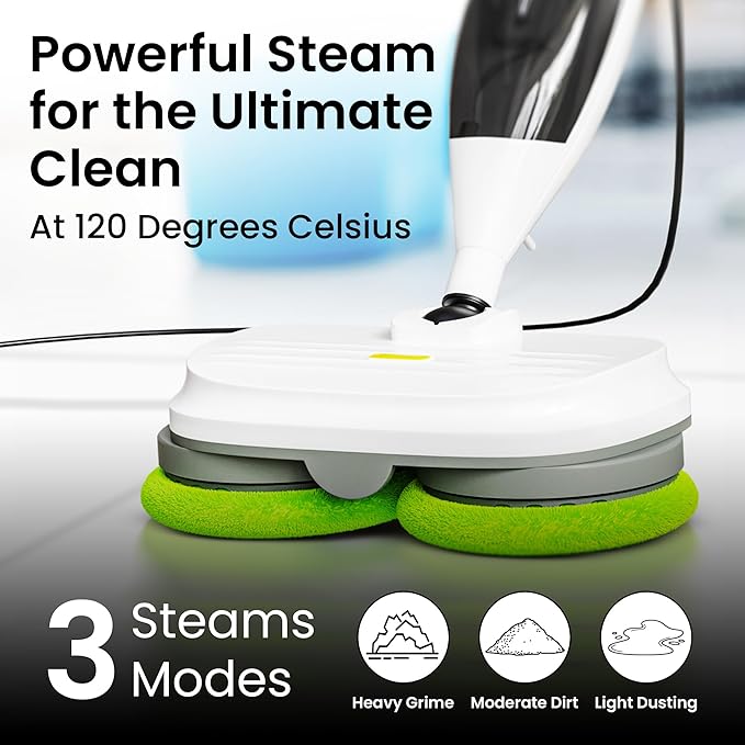 Elev8 Prestige Electric Steam Mop – 15-in-1 Detachable Floor Scrubber with 3 Steam Modes – Electric Mop for Hardwood Floors, Kitchen Hoods & Worktops Cleaning