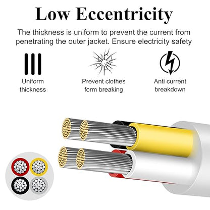 20 Gauge 4 Conductor Electrical Wire, 16.4 FT Low Voltage 20/4 Tinned Copper Stranded 4 Wire Cable, 20 AWG White Flexible Extension Cord for Sprinkler, Thermostat, Speaker, Irrigation, Automotive