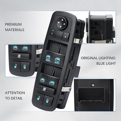 WUANGKI Master Power Window Switch Front Left Driver Side | 3+0 Pins | Compatible with Dodge Grand Caravan 2012-2017, Chrysler Town & Country 2012-2016, 2012-2015 Ram C | V, Replaces OE 68110871AA