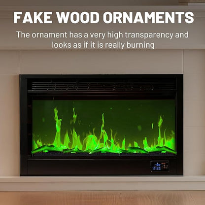 Electric Fireplace Wall Fireplace Recessed 3 Log Flame Colors Electric Fireplace Synthetic Resin Decoration Transparent Logs Flame for 50 inch Indoor Electric Fireplaces 5 Pieces