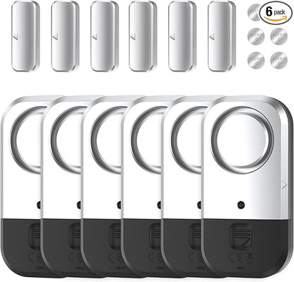 ANKOSHUN Door Window Alarm Sensors - Door Alarms for Kids Safety, Door Alarms for Home Security, for Home, Office, Store, Garage, Dorm Room, Apartment, RV, Silver Gray, 6 Pack