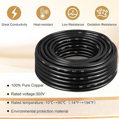 MOOKEERF 14/4 AWG Mini-Split Cable - 10FT 14 AWG 4 Conductor Control Cable 300V Stranded Oxygen-Free Pure Copper Wire for Mini Split Air Conditioner,Heat Pump,HVAC Systems and Speaker Systems