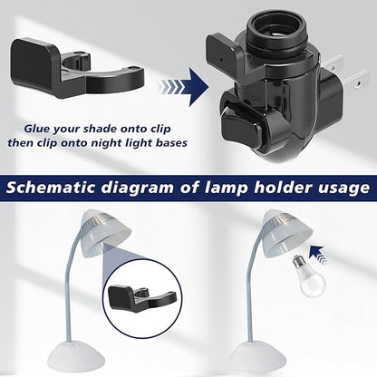 Tuanse 20 Sets Plug in Night Light Module Night Light Base with Shade Mounting Clip Plastic Lights Rotating Base for Making Your Own Decorative (Black)