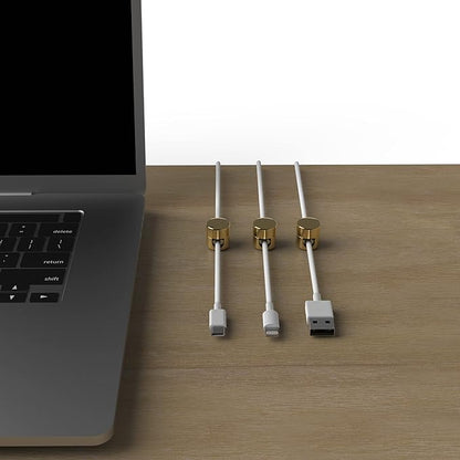 ICONIT Cable Anchors for Desk Organization Gold | Premium Aluminum Cord Organizers | Charger + Cable Management Clips for Home & Office | Stylish, Sturdy, & Functional | (3 Pack)