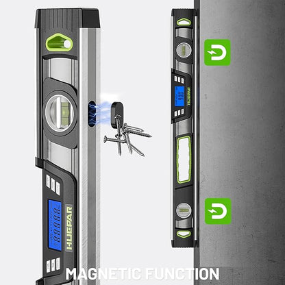 Huepar 24-Inch Digital Level, Professional Magnetic Electronic Torpedo Level with LCD Display, Audible Alerts, IP54 Dust/Waterproof, Angle Finder Tool with Carrying Case