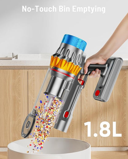 Cordless Vacuum Cleaner, 60KPA 75Min 650W Motor Powerful Vacuum Cleaners for Home, Self-Stand Cordless Stick Vacuum Rechargeable Anti-Tangle/LED Screen/1.8L Cup for Home Pet Hair/Carpet/Hardwood Floor