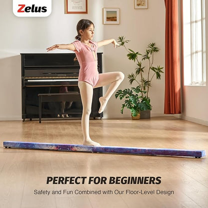 ZELUS 8' Folding Gymnastics Balance Beam, Floor Balance Beam w/Carry Handles Anti-Slip Base for Kids, Beginners & Professional Gymnasts