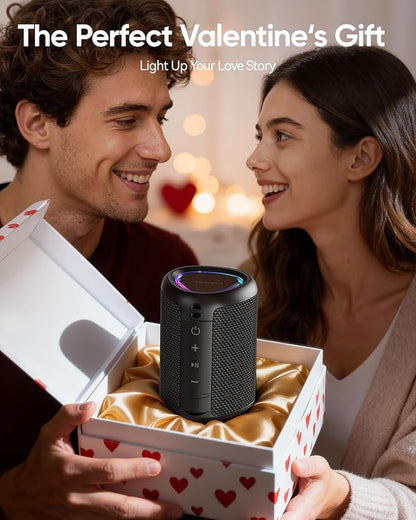Portable Bluetooth Speaker Valentines Gifts For Him: Powerful Crystal Clear Sound/Romantic Light/IPX5 Waterproof/All Day Playtime/BT 5.3/TWS Paring,Small Wireless Speaker for Outdoor|Travel|Date Night