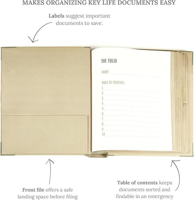 Savor | 2025 Edition The Folio™ Document Organizer | Custom Dyed Cloth-Bound Expanding File for Important Papers, Passports, Birth Certificates & More | Ideal for Home Organization & Graduation Gift
