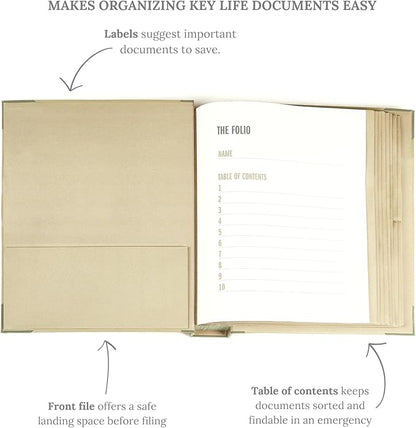 Savor | 2025 Edition The Folio™ Document Organizer | Custom Dyed Cloth-Bound Expanding File for Important Papers, Passports, Birth Certificates & More | Ideal for Home Organization & Graduation Gift
