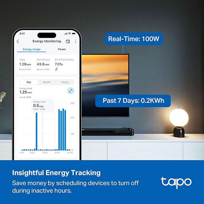 Tapo Smart Wi-Fi Power Strip- 6 Individually Controlled Smart Outlets and 3 USB Ports with Surge Protection, Matter, Works w/Alexa, Google Home, Siri, & Bixby, No Hub Needed, Tapo P316M